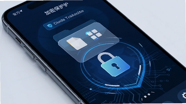 隐空间隐私加密保护工具主界面展示,手机屏幕中显示加密文件夹与密码锁图标,科技感蓝色调,安全防护主题,高清UI界面截图